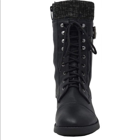 Lace up Mid Calf Combat Riding Military Boots - Picture 7 of 8